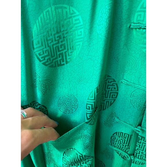 Vintage Mode Elegante 100% Silk Green Chinese Jacket SZ L Kowloon Hong Kong RARE - Picture 3 of 10